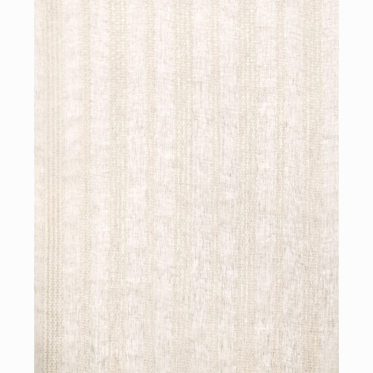 Schumacher Piero Stripe Embroidered Sheer Linen Fabric Sample 67881