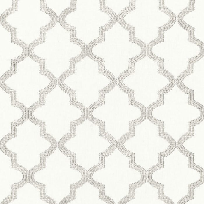 Schumacher Tangier Embroidery Silver Fabric 68343