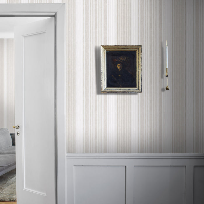 Schumacher Linen Stripe Natural Wallpaper Sample 6861