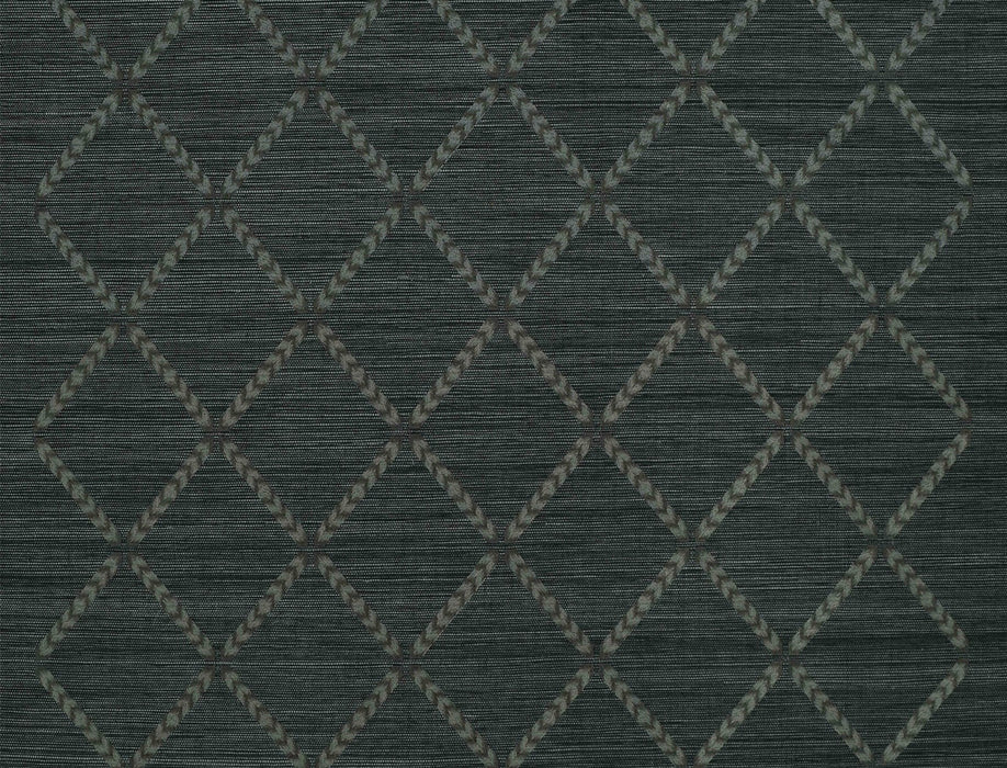Jim Thompson Ikat Trellis  Black Pepper Wallpaper Sample JT021073006