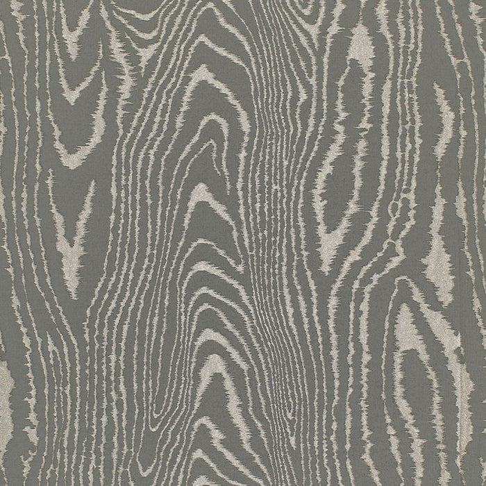 Schumacher Faux Bois Moire Weave Charcoal Fabric Sample 68831