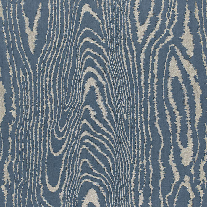 Schumacher Faux Bois Moire Weave Midnight Fabric Sample 68832