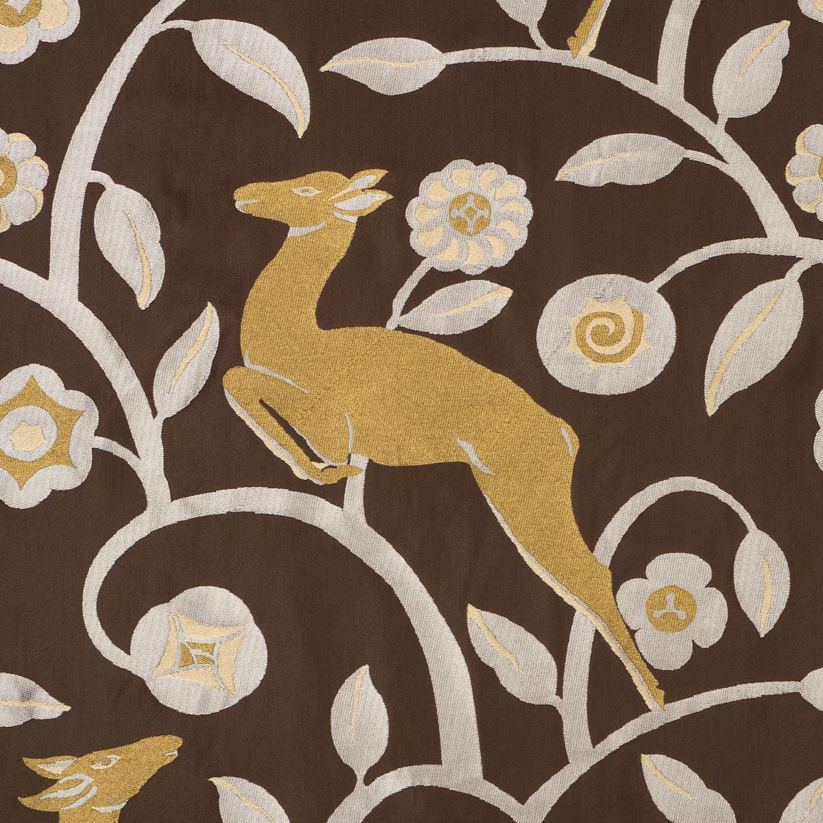 Schumacher Les Gazelles Au Bois Chocolate Fabric 68912