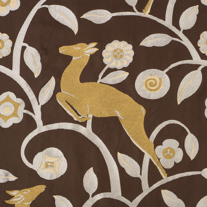 Schumacher Les Gazelles Au Bois Chocolate Fabric Sample 68912