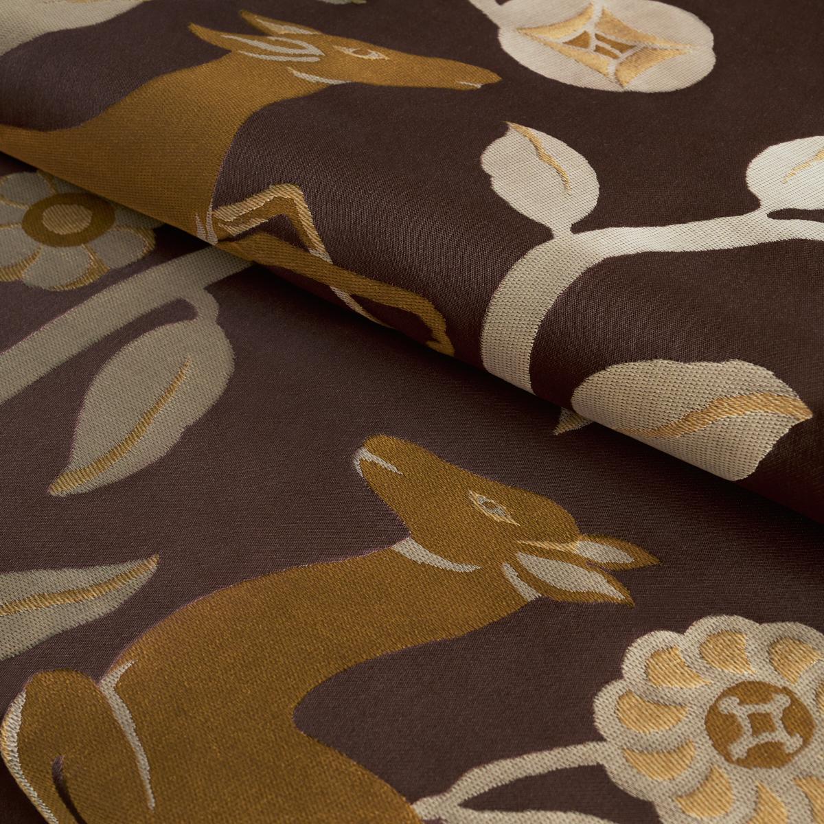 Schumacher Les Gazelles Au Bois Chocolate Fabric 68912