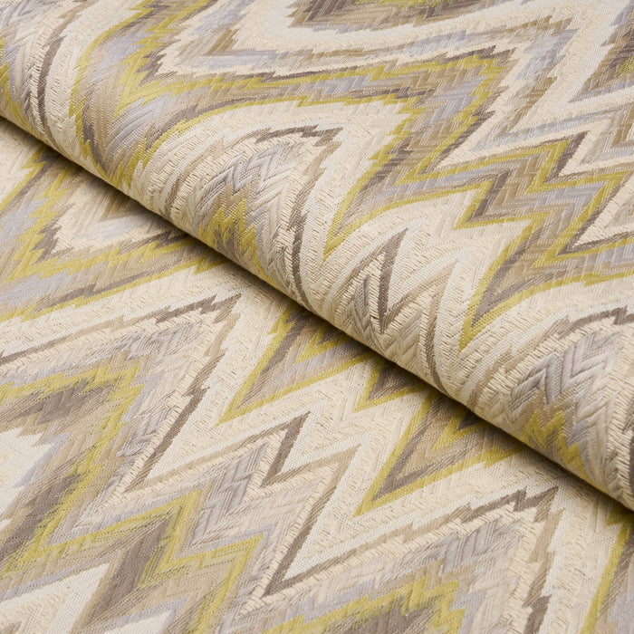 Schumacher Valkyrie Flame Stitch Lemon Sage Fabric 68944