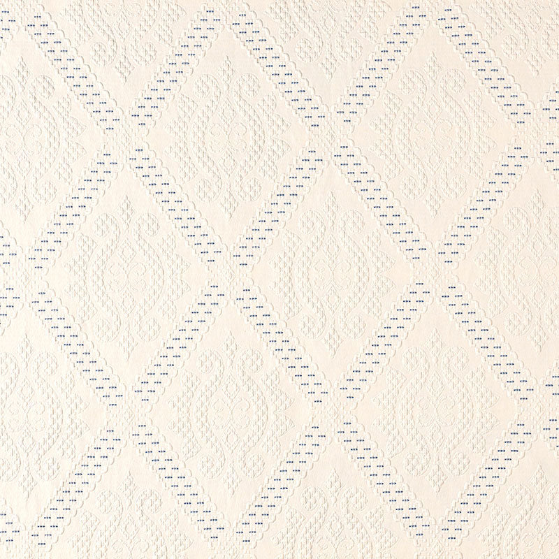 Schumacher Eugenie Matelasse Ivory / Bleu Fabric 69131