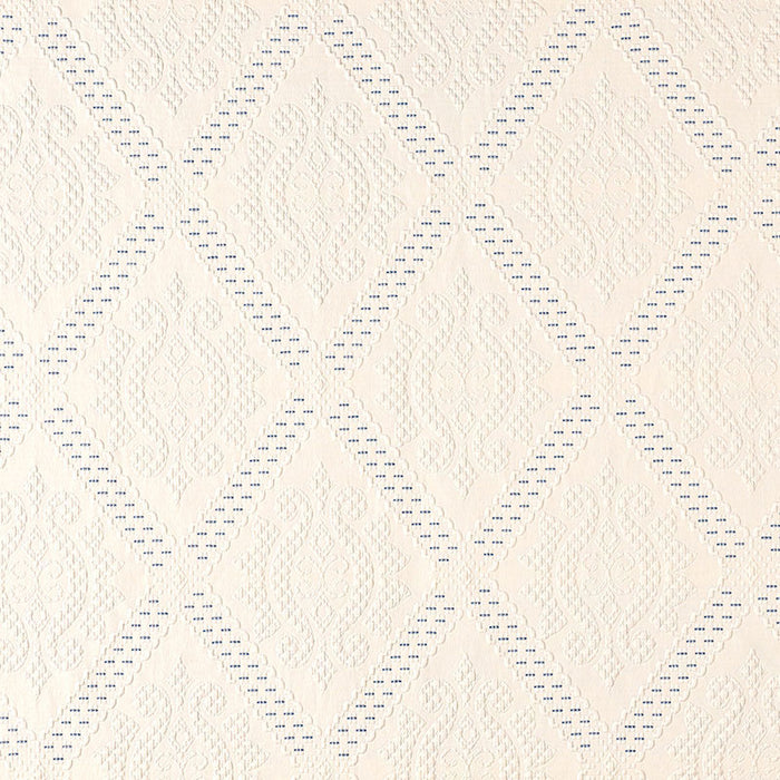 Schumacher Eugenie Matelasse Ivory / Bleu Fabric Sample 69131