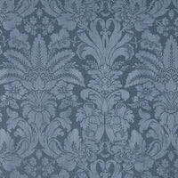 Schumacher Colette Linen/Silk Damask Indigo Fabric 69142