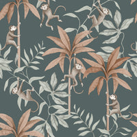 Schumacher Jungle Friends Midnight Wallpaper 6937