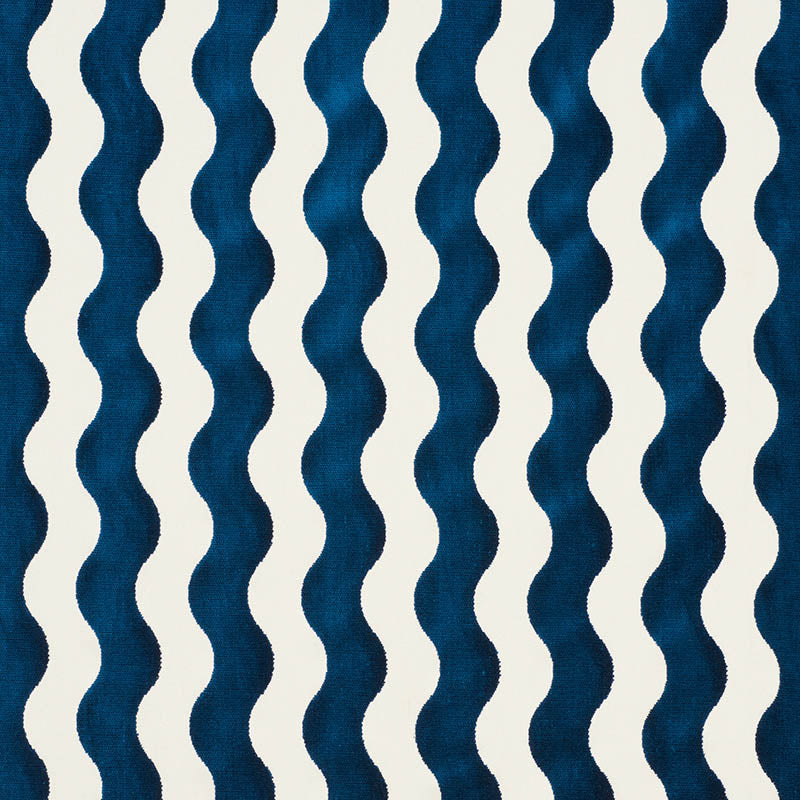 Schumacher The Wave Velvet Navy Fabric Sample 69423