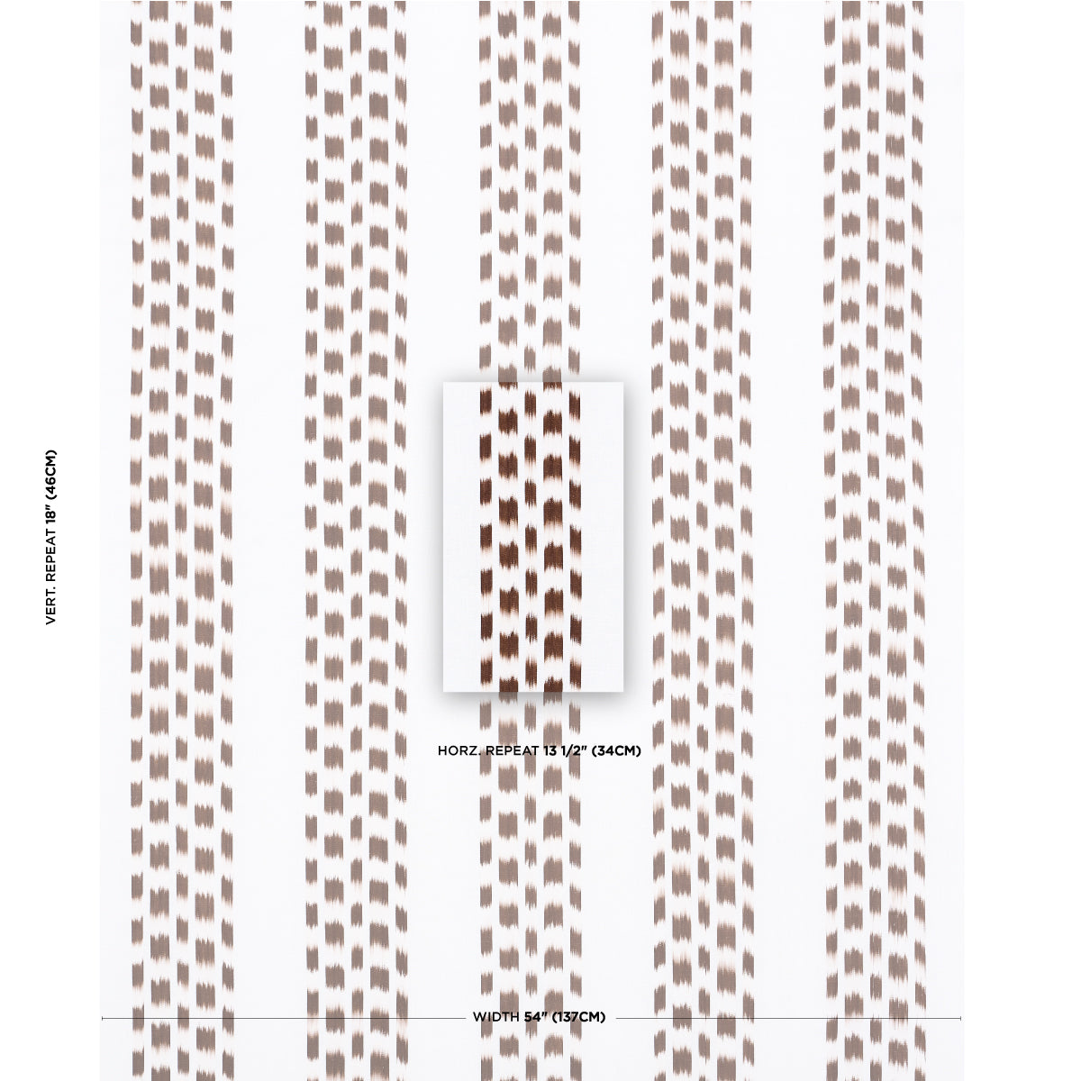 Schumacher Izmir Ikat Stripe Cocoa Fabric Sample 69475