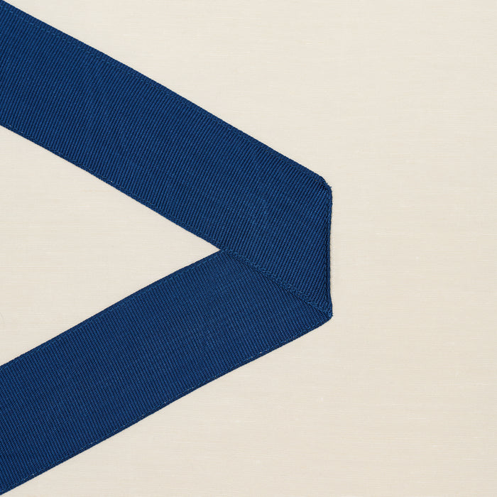 Schumacher Legere Linen Silk Applique Cobalt On Ivory Fabric 69695