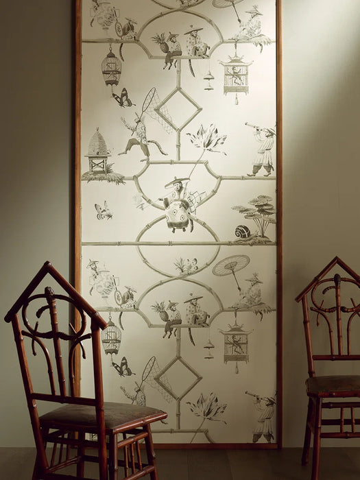Pierre Frey Les Singes Savants Porcelaine Wallpaper Sample FP770005