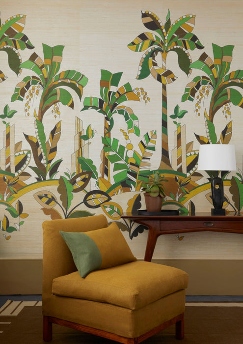 No.9 Thompson Palmeraie Metallic Grasscloth 2 Drops Desert Rose Wallpaper N9021039002