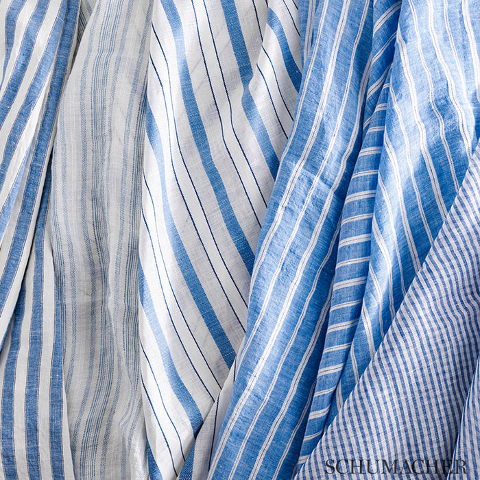 Schumacher Tori Stripe Sheer Navy Fabric 70067