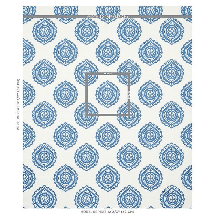 Schumacher Olana Linen Embroidery Blue Fabric 70206