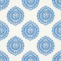 Schumacher Olana Linen Embroidery Blue Fabric 70206