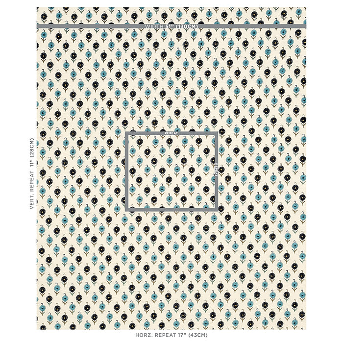 Schumacher Avodica Embroidery Aegean Fabric 70210