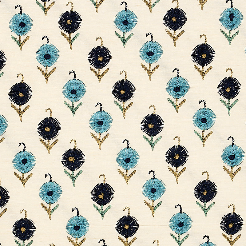 Schumacher Avodica Embroidery Aegean Fabric 70210