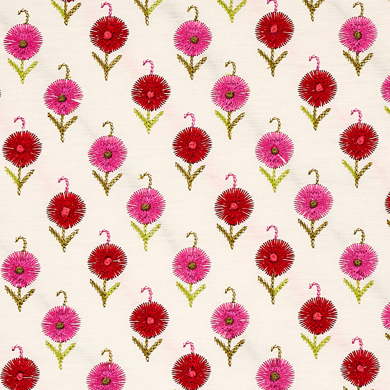 Schumacher Avodica Embroidery Azalea Fabric 70211