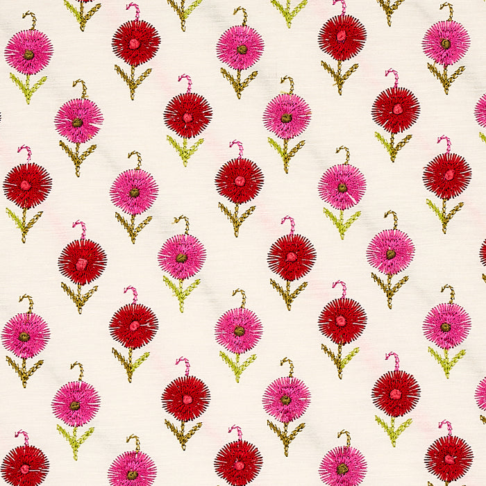 Schumacher Avodica Embroidery Azalea Fabric 70211