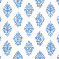 Schumacher Zinda Embroidery Blue On Ivory Fabric 70225