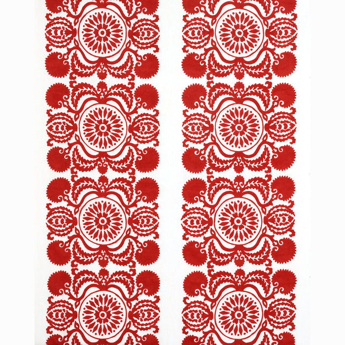 Schumacher Castanet Embroidery Red Fabric Sample 70261