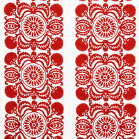 Schumacher Castanet Embroidery Red Fabric 70261
