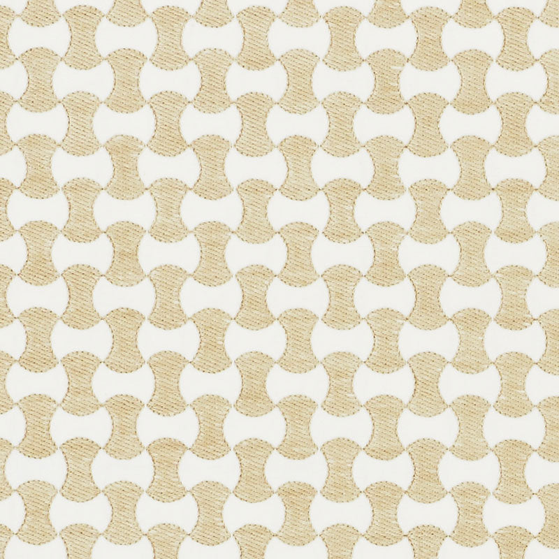Schumacher Nolita Embroidery Natural Fabric Sample 70370