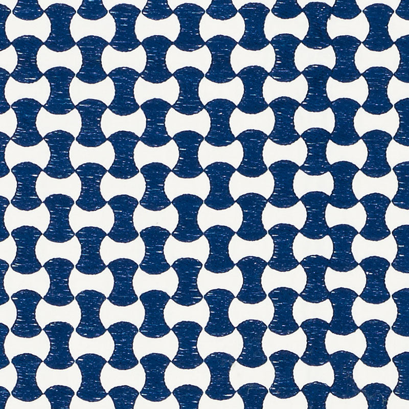 Schumacher Nolita Embroidery Navy Fabric 70373