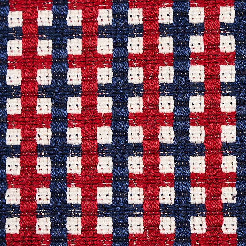 Schumacher Crosstown Red/Navy Fabric Sample 70395