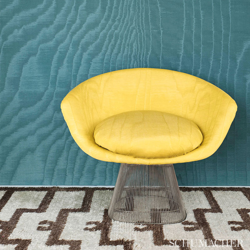Schumacher Incomparable Moire Petrol Fabric 70412