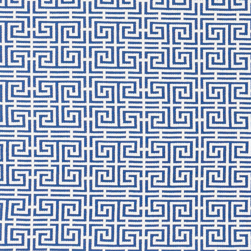 Schumacher Chinois Fret Blue/White Fabric Sample 70561