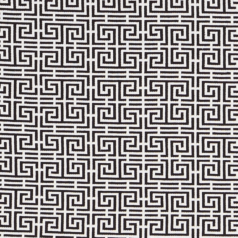 Schumacher Chinois Fret Black/White Fabric Sample 70565