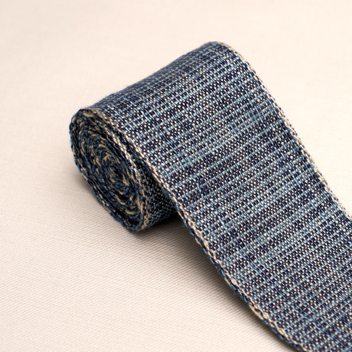 Schumacher Tweed Tape Medium Indigo Trim 70738