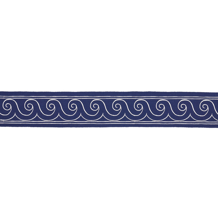 Schumacher Greek Waves Trim White On Navy Trim 70753