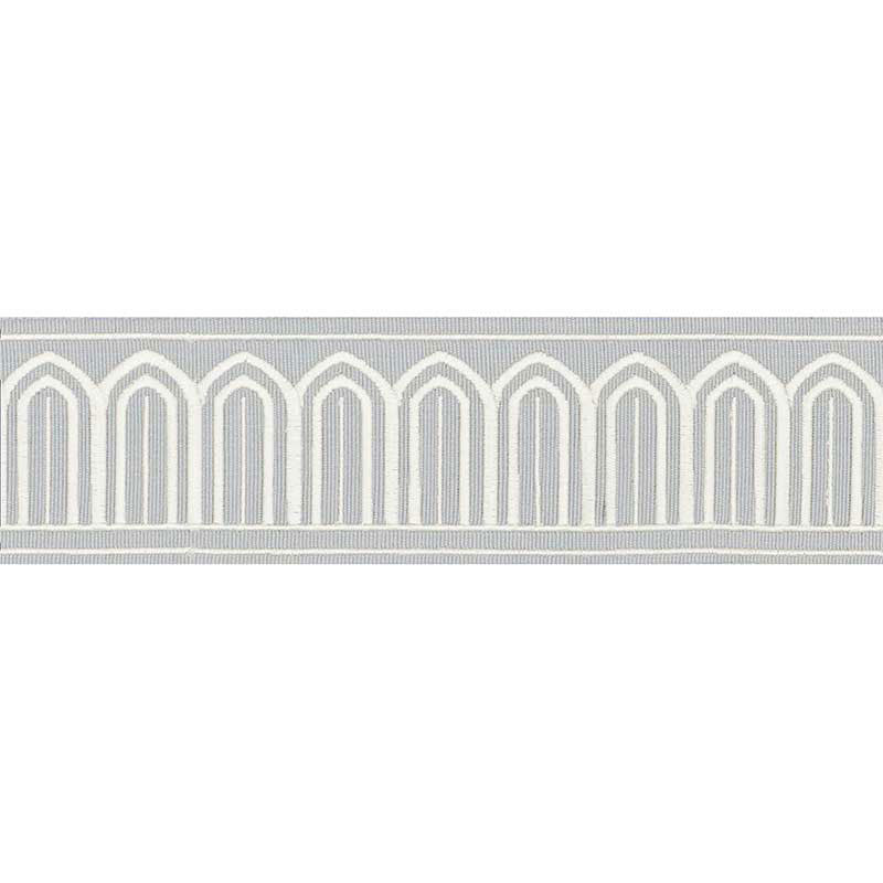 Schumacher Arches Embroidered Tape Medium Sky Trim Sample 70763