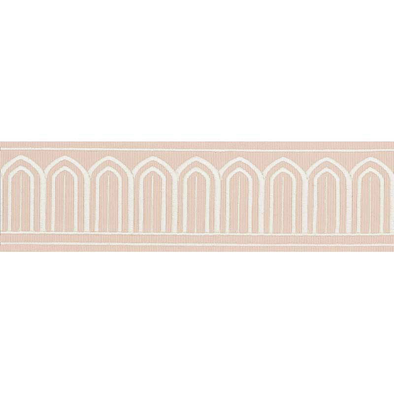 Schumacher Arches Embroidered Tape Medium Blush Trim Sample 70764