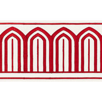 Schumacher Arches Embroidered Tape Wide Red Trim 70771