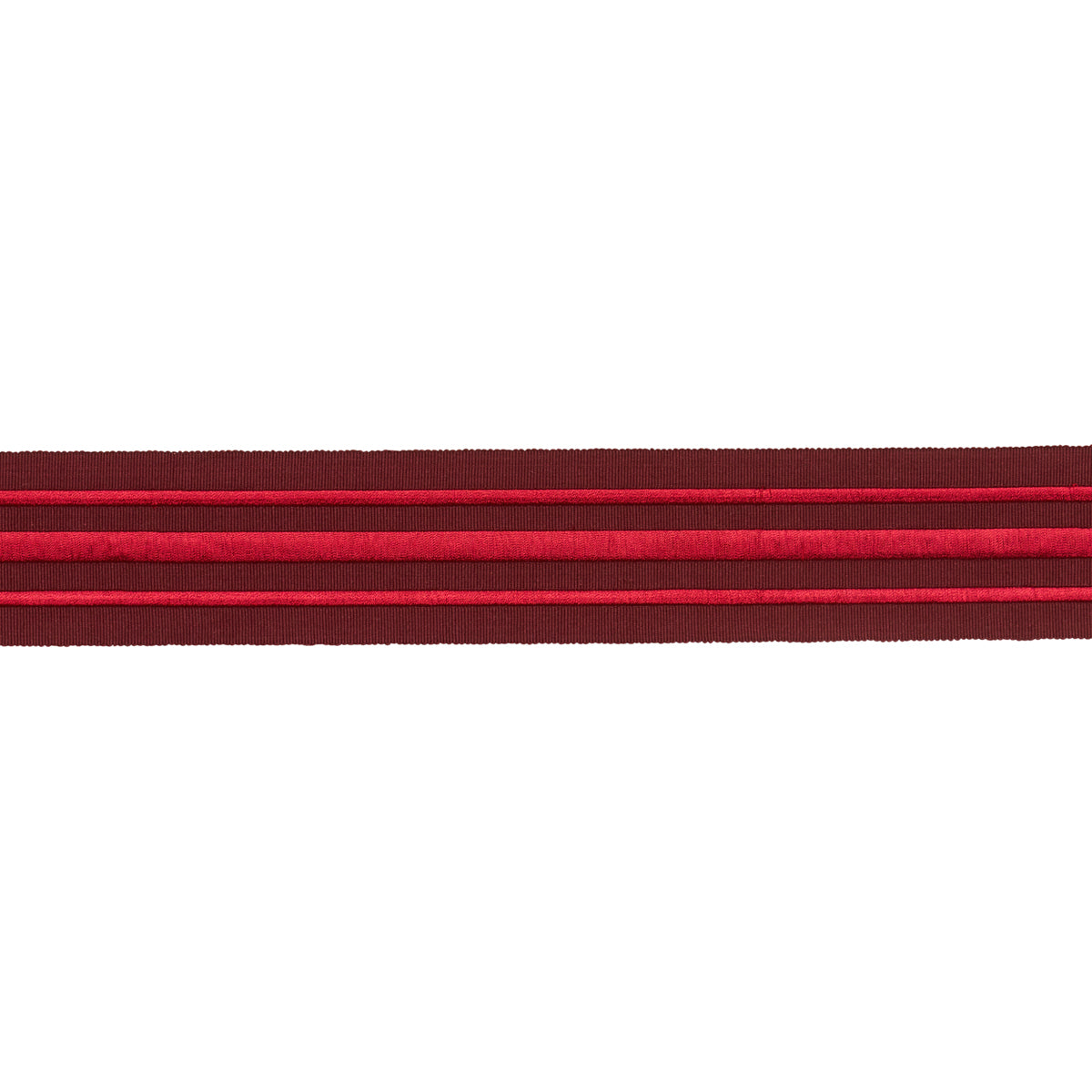 Schumacher Military Stripe  Tape Red On Burgundy Trim Sample 70781