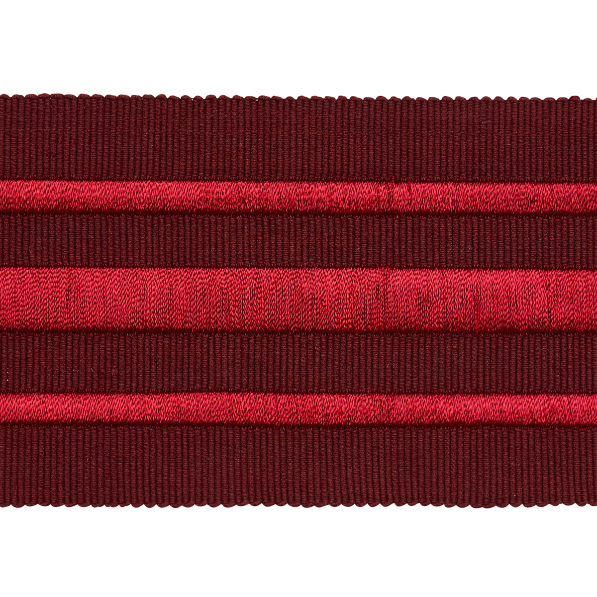 Schumacher Military Stripe  Tape Red On Burgundy Trim 70781