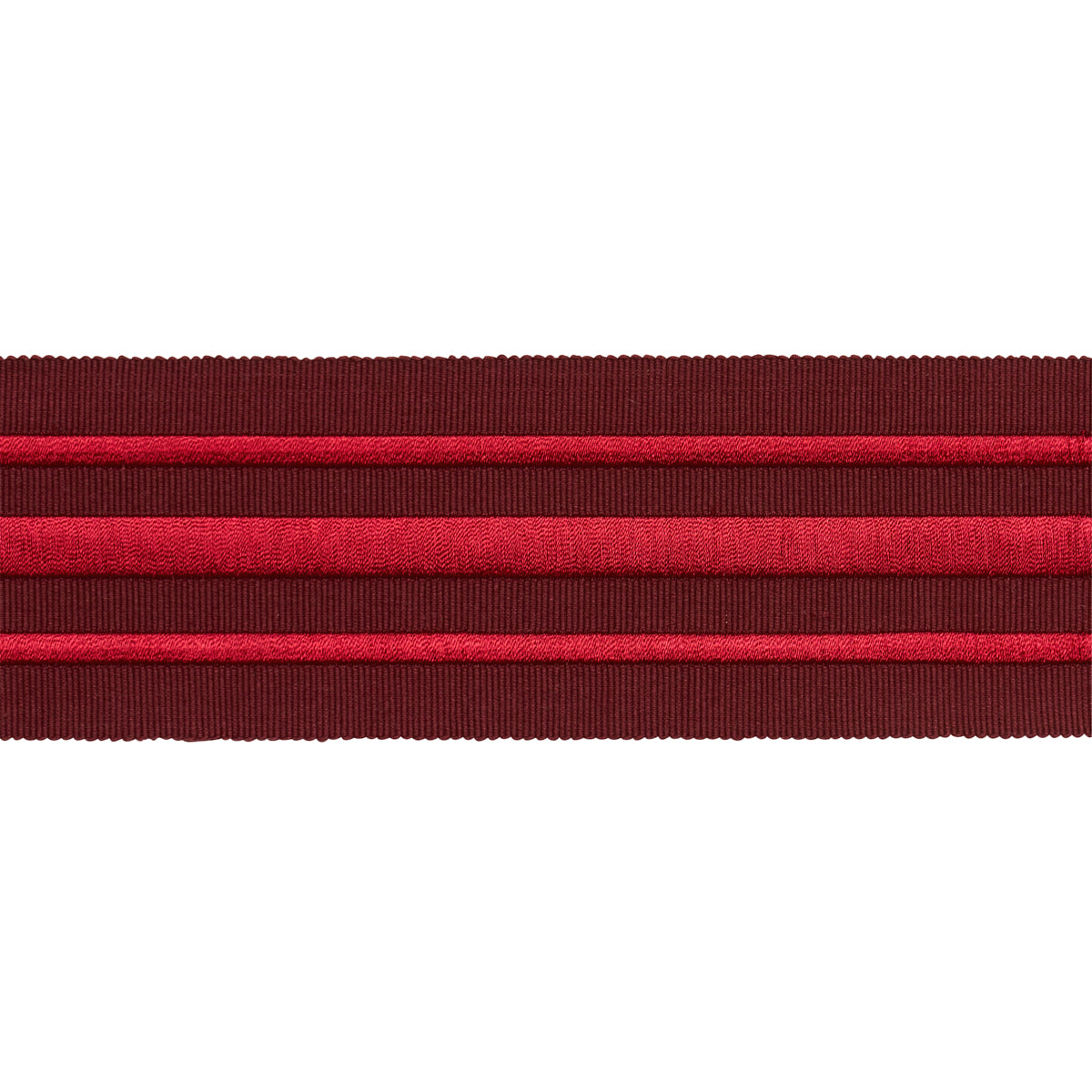 Schumacher Military Stripe  Tape Red On Burgundy Trim Sample 70781