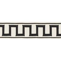 Schumacher Greek Key Embroidered Tape Black On Ivory Trim 70790