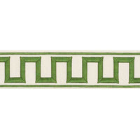 Schumacher Greek Key Embroidered Tape Green Trim 70795