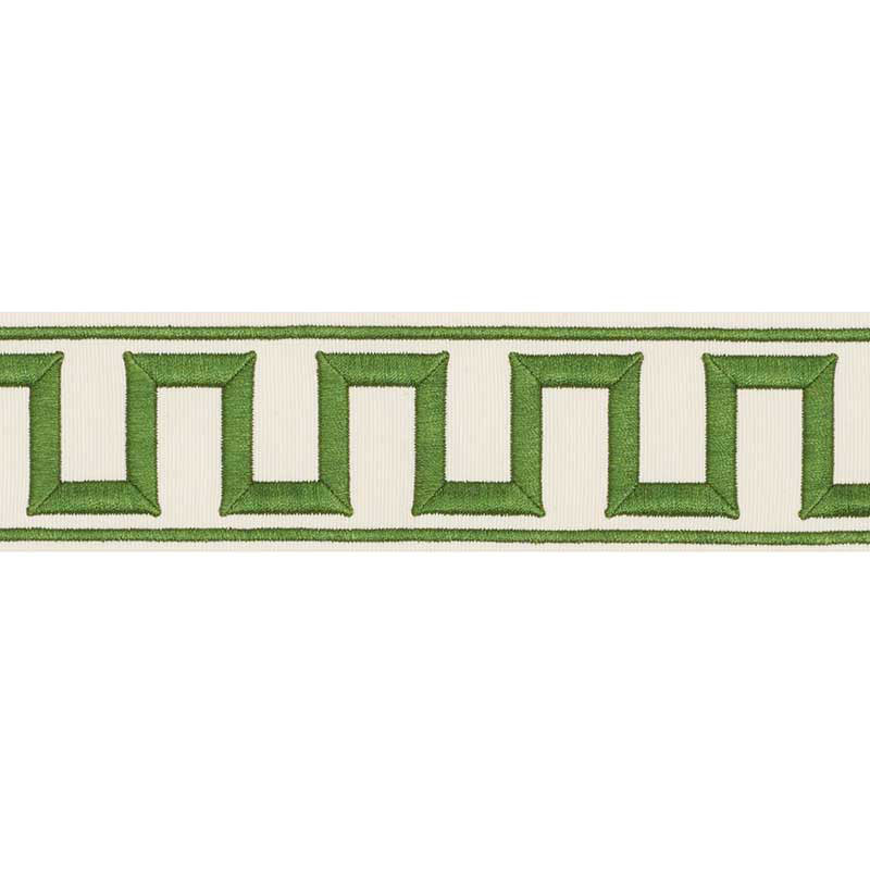 Schumacher Greek Key Embroidered Tape Green Trim Sample 70795