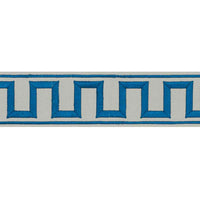 Schumacher Greek Key Embroidered Tape Peacock & Mineral Trim 70799