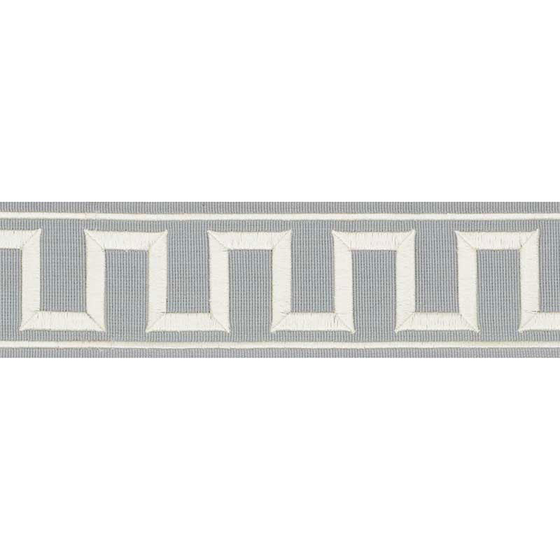 Schumacher Greek Key Embroidered Tape Sky Trim Sample 70801