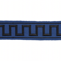 Schumacher Greek Key Embroidered Tape Black On Navy Trim 70803