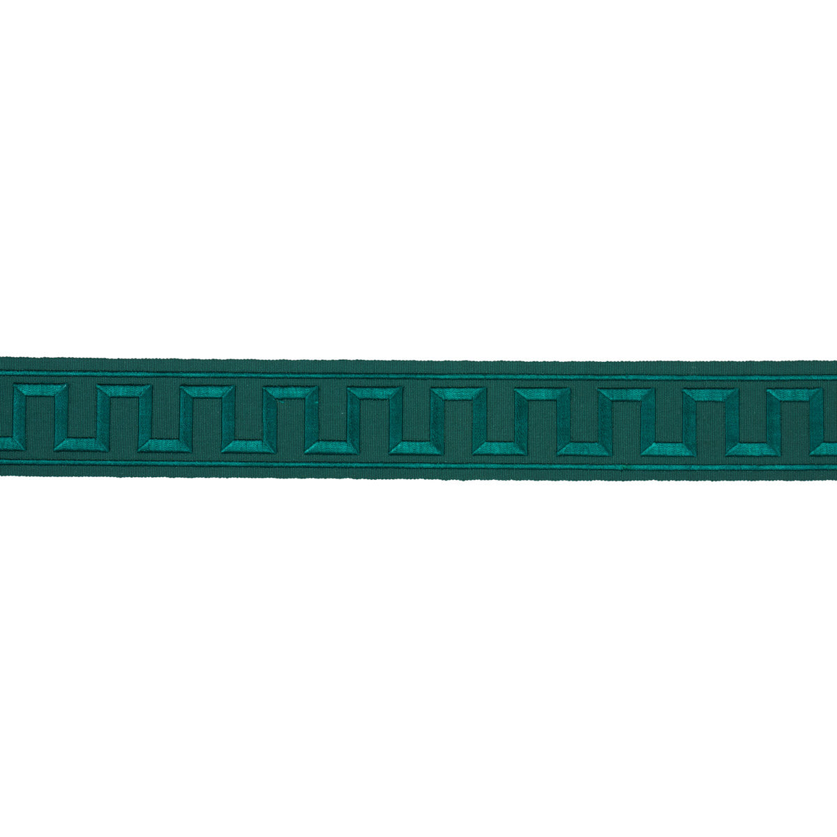 Schumacher Greek Key Embroidered Tape Emerald Trim Sample 70804